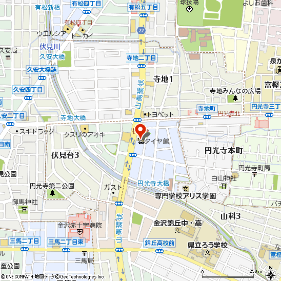 タイヤ館金沢南付近の地図